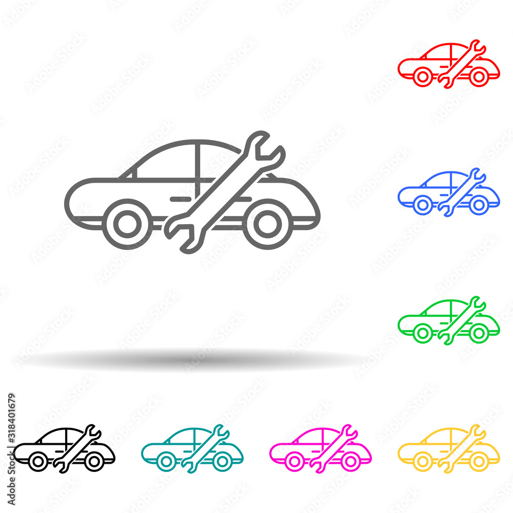 Poster car service multi color style icon. simple thin line, outline vector of cars service and repair part