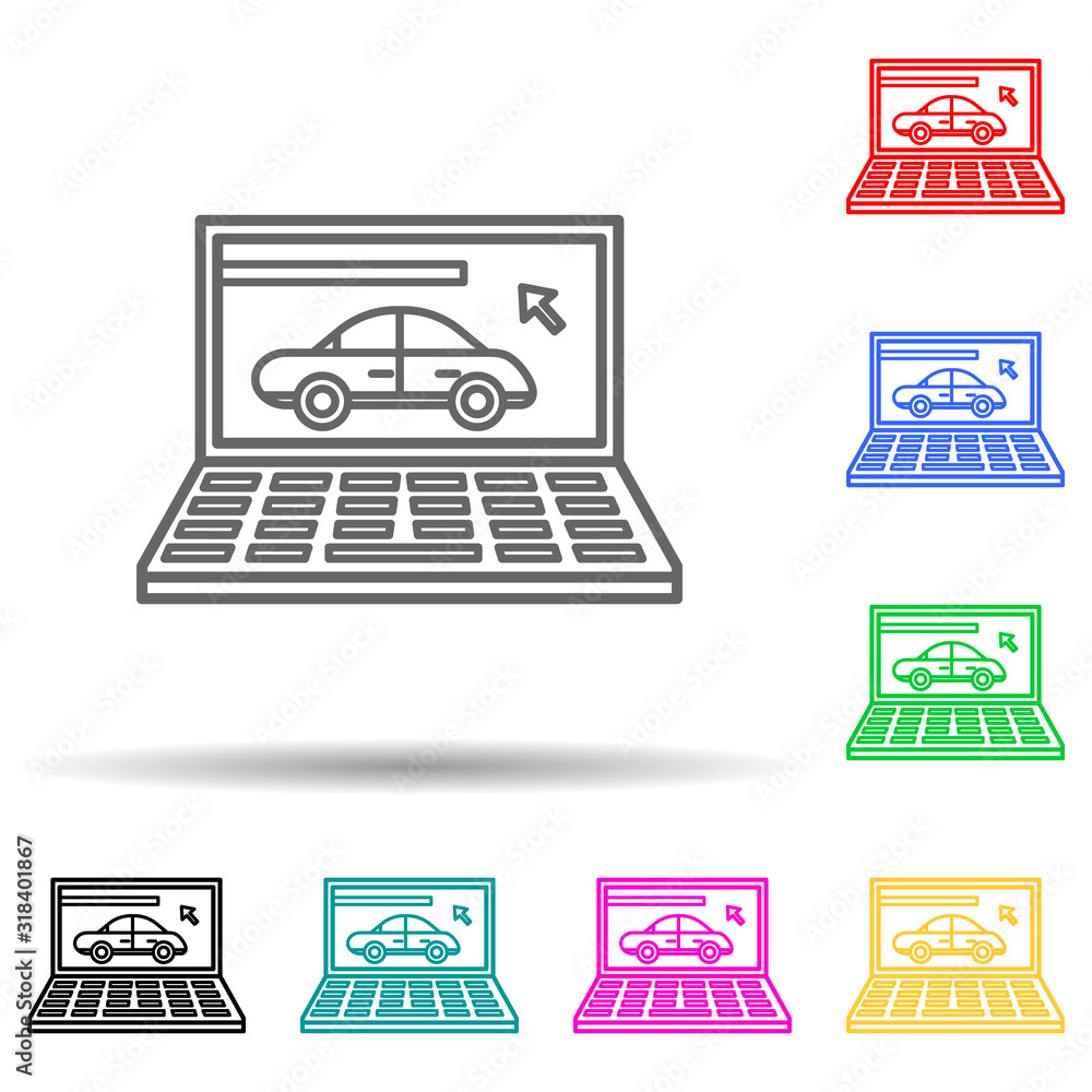 Poster car diagnostics multi color style icon. simple thin line, outline vector of cars service and repair 