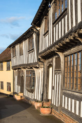 Half-timbered medieval cottages in Lavenham village in Suffolk, England, UK