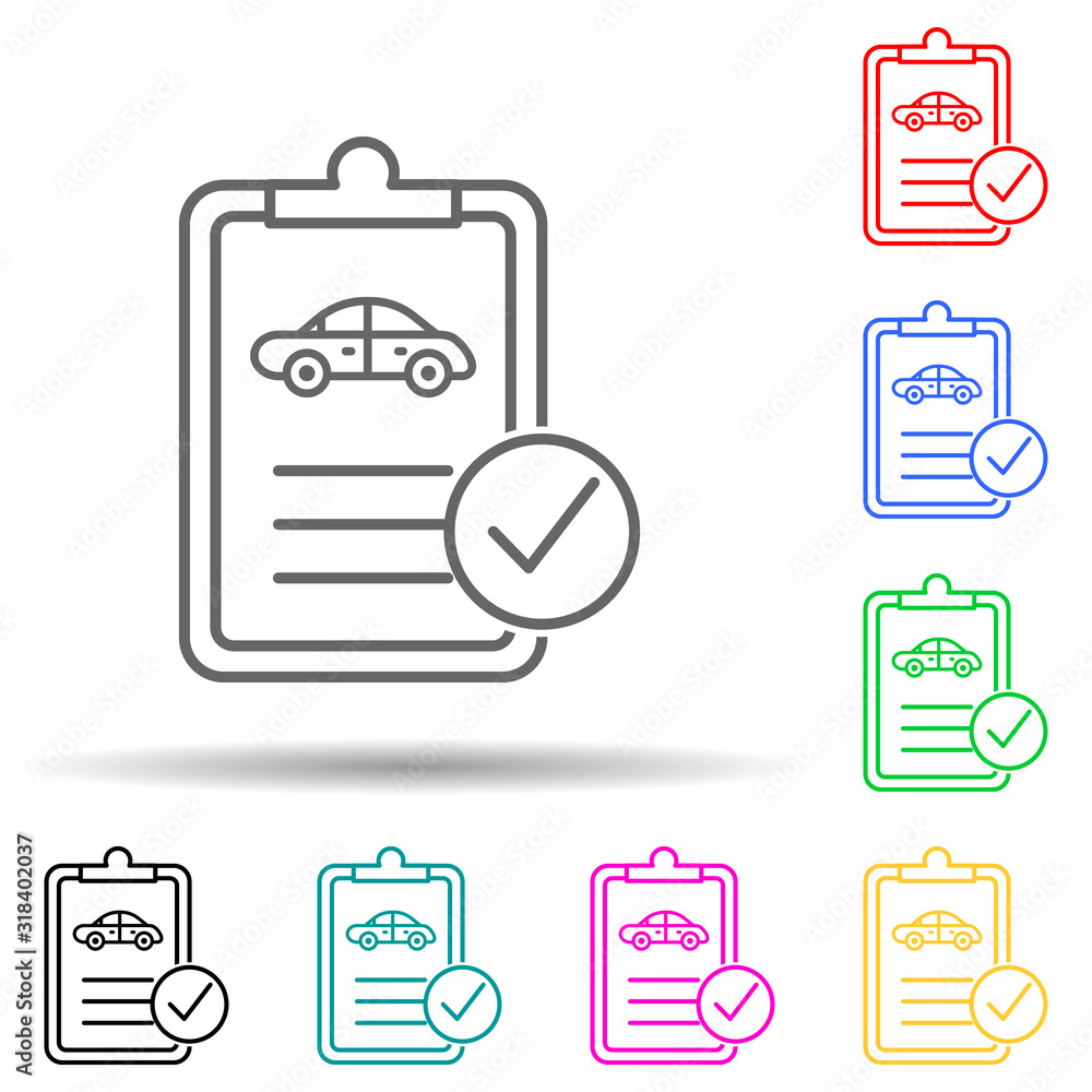 Poster car technical document multi color style icon. simple thin line, outline vector of cars service and 