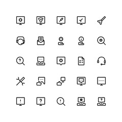 Set of Technical Support Configuration outline style icon - vector