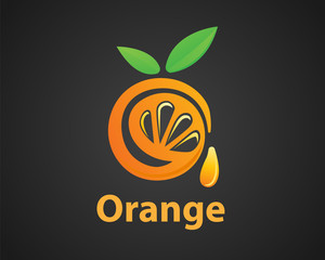 Twist orange fruit drop essence logo design inspiration