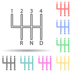 Manual Transmission multi color style icon. Simple thin line, outline vector of cars service and repair parts icons for ui and ux, website or mobile application