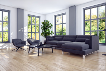 large luxury modern minimal bright interiors room mockup illustration 3D rendering