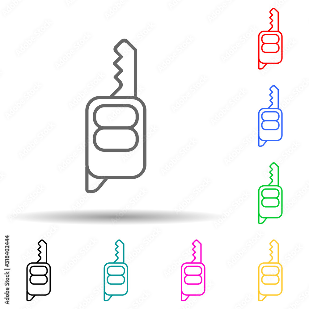 Poster car key multi color style icon. simple thin line, outline vector of cars service and repair parts ic