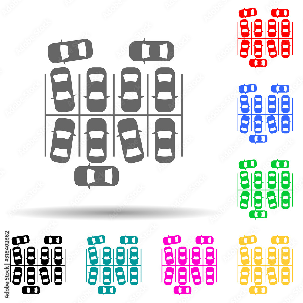 Poster parking place multi color style icon. simple glyph, flat vector of chaos icons for ui and ux, websit