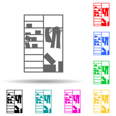 Clutter in the closet multi color style icon. Simple glyph, flat vector of chaos icons for ui and ux, website or mobile application