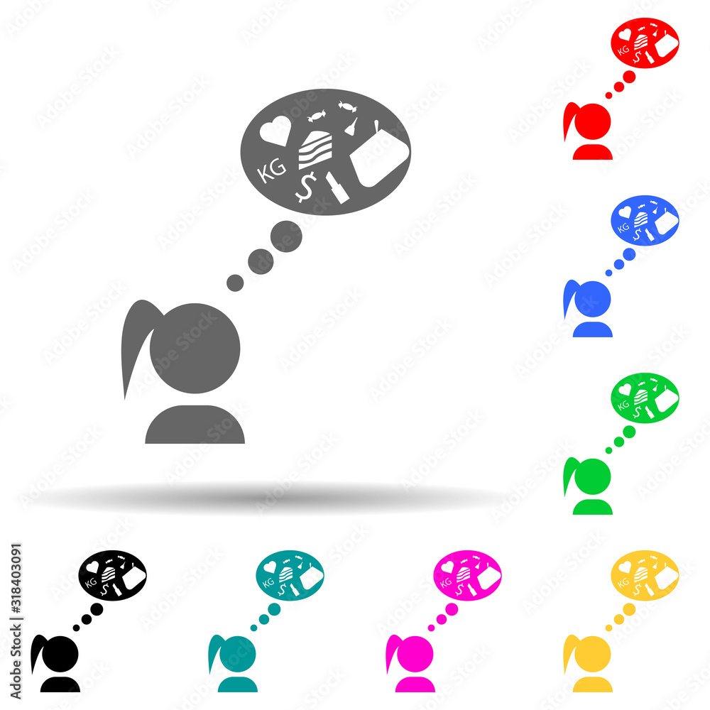 Poster disorder in the female head multi color style icon. simple glyph, flat vector of chaos icons for ui 