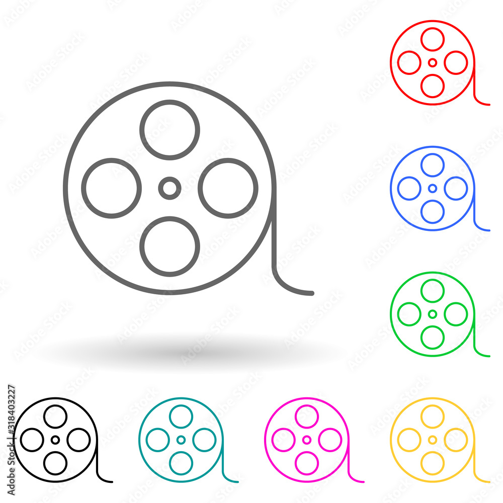Poster cinematographic tape multi color style icon. simple thin line, outline vector of cinema icons for ui