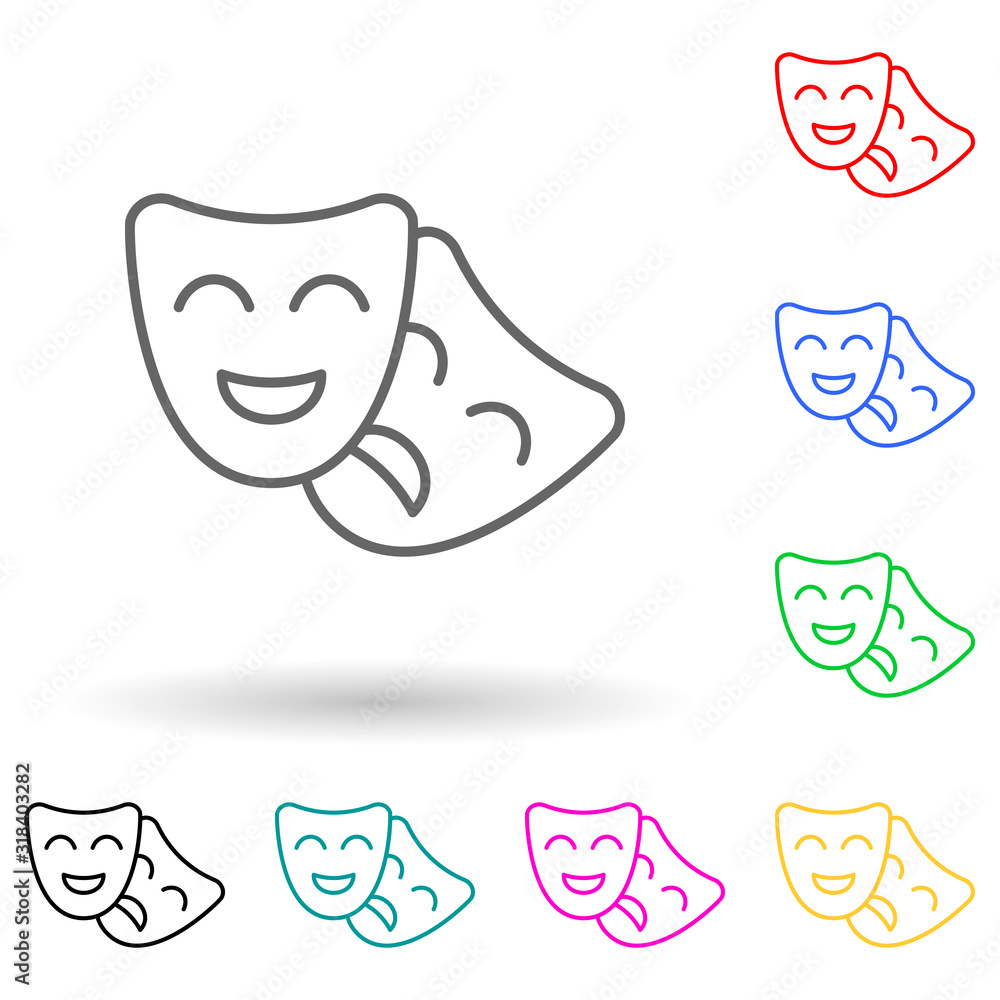 Aufkleber drama masks multi color style icon. simple thin line, outline vector of cinema icons for ui and ux, 