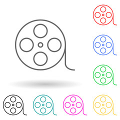 cinematographic tape multi color style icon. Simple thin line, outline vector of cinema icons for ui and ux, website or mobile application