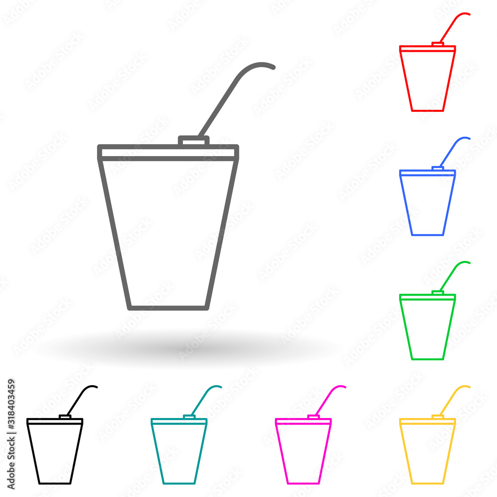 Poster drinking in plastic cup multi color style icon. simple thin line, outline vector of cinema icons for