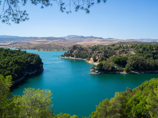 Gaitanejo reservoir and dam near the Royal El Chorro Royal Trail. Spain