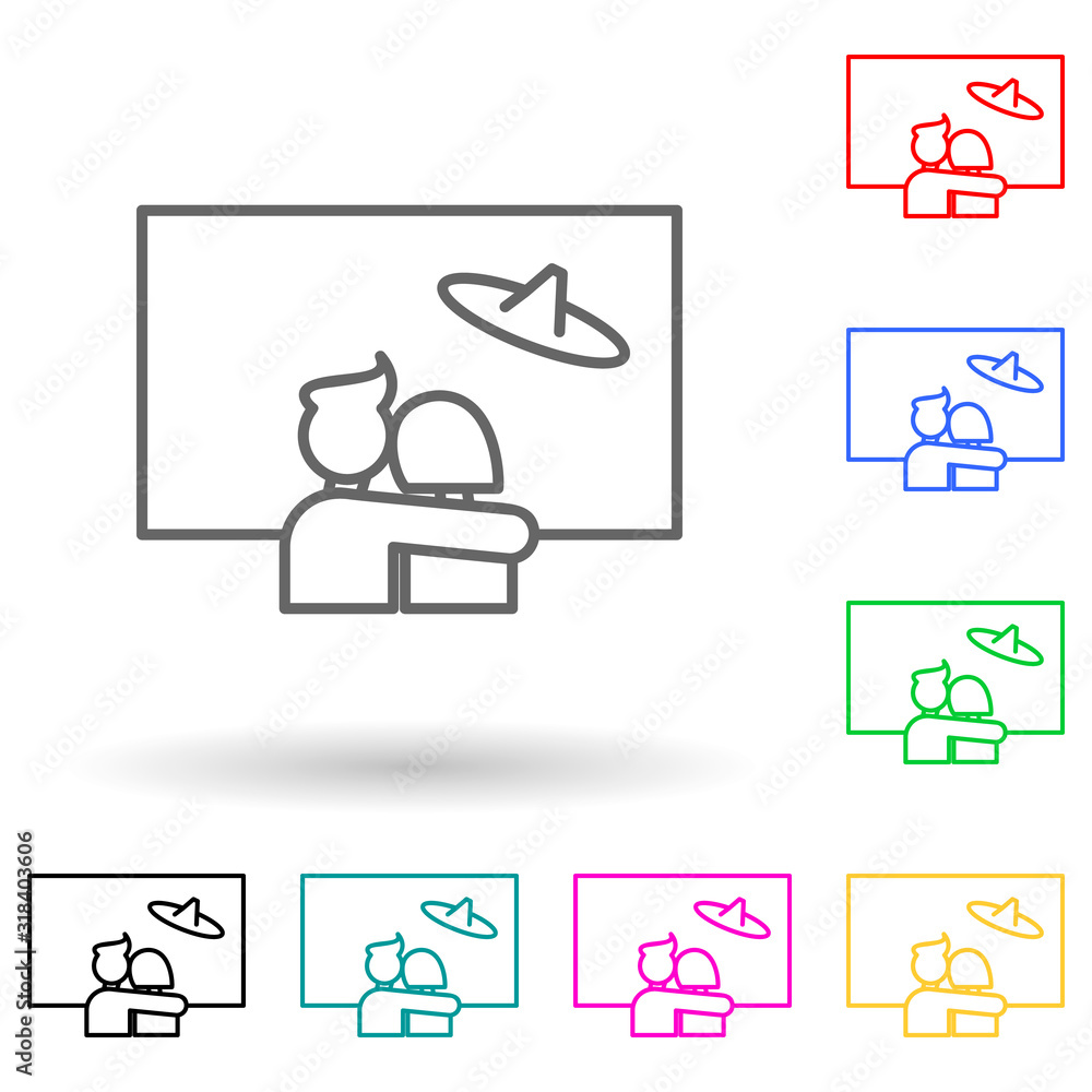 Poster lovely in cinema multi color style icon. simple thin line, outline vector of cinema icons for ui and