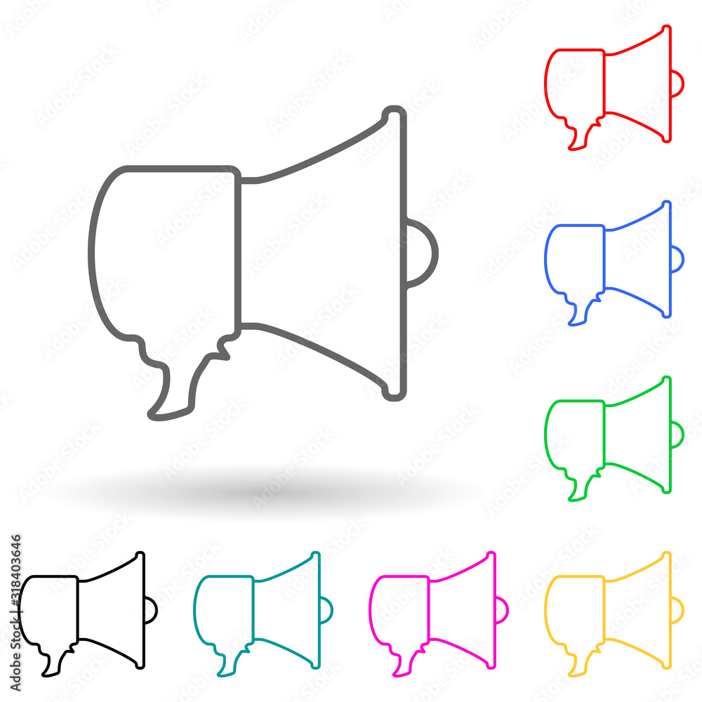 Poster megaphone announcement multi color style icon. simple thin line, outline vector of cinema icons for 