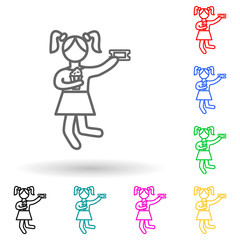 girl goes to cinema multi color style icon. Simple thin line, outline vector of cinema icons for ui and ux, website or mobile application