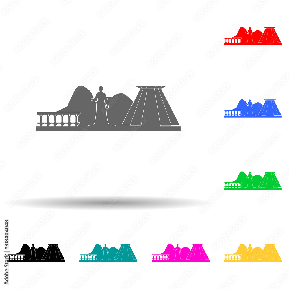 Poster cityscape multi color style icon. simple glyph, flat vector of cityscape icons for ui and ux, websit