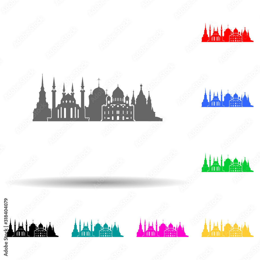 Poster religious cityscape multi color style icon. simple glyph, flat vector of cityscape icons for ui and 