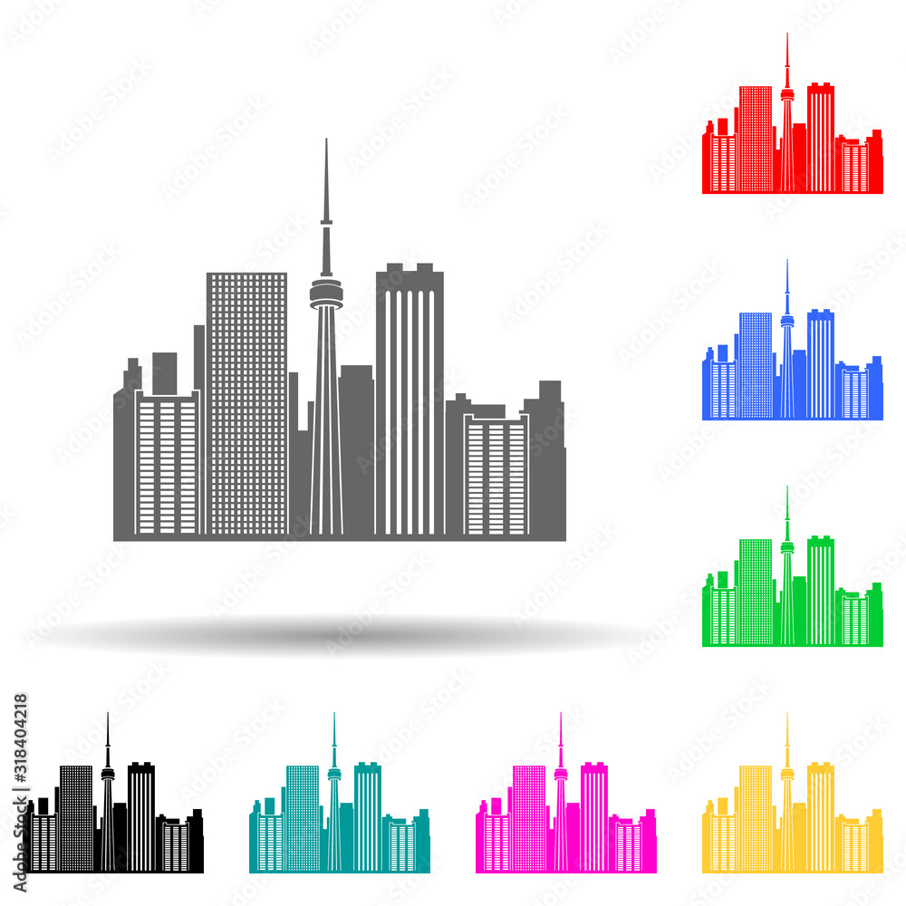Poster cityscape multi color style icon. simple glyph, flat vector of cityscape icons for ui and ux, websit
