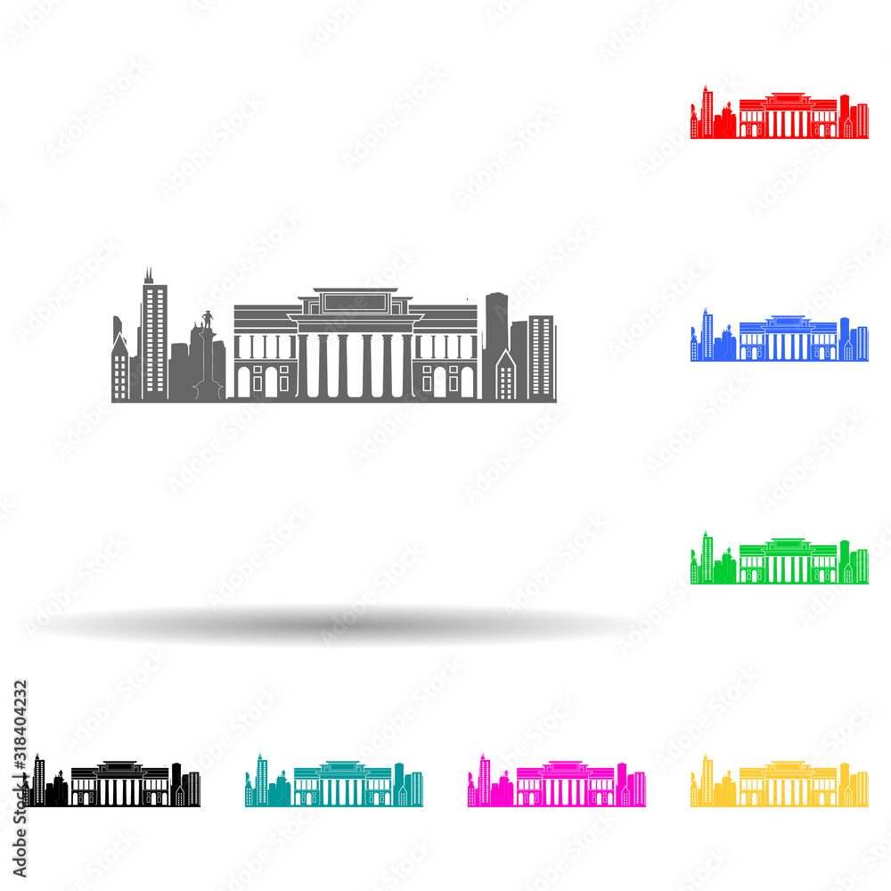 Poster cityscape of berlin multi color style icon. simple glyph, flat vector of cityscape icons for ui and 