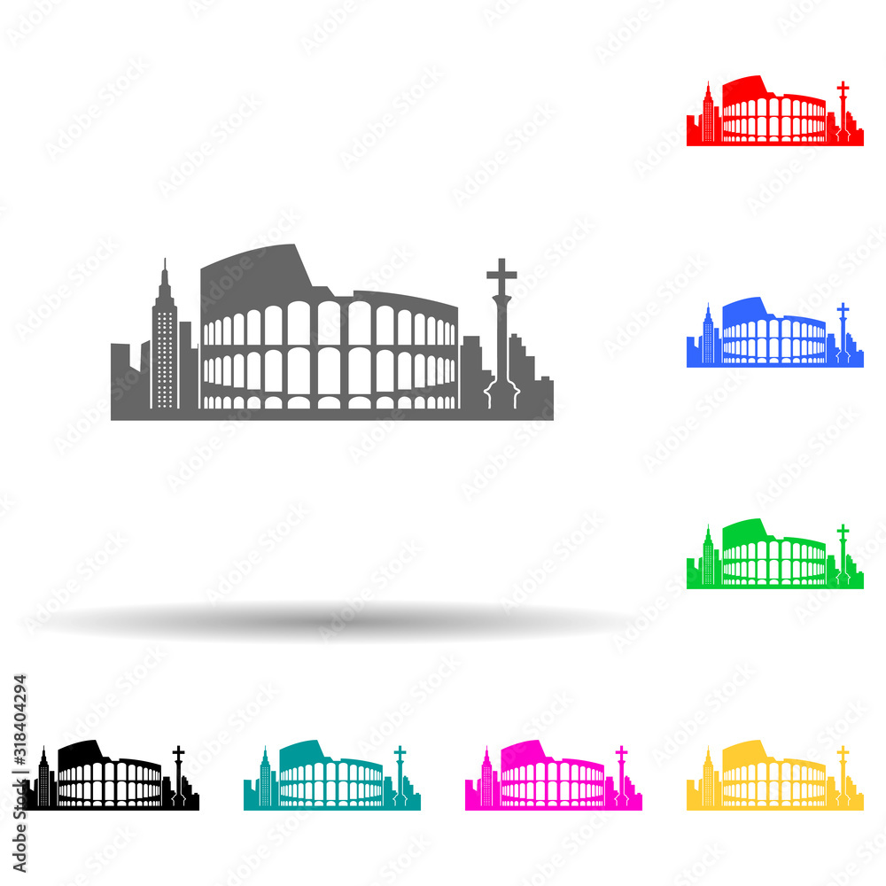 Aufkleber cityscape of rome multi color style icon. simple glyph, flat vector of cityscape icons for ui and ux
