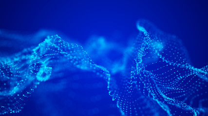 Wave 3d. Dynamic wave. Big data visualization. Data technology abstract futuristic illustration. 4k. 3d rendering.