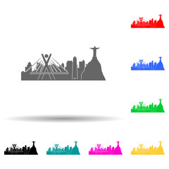cityscape of Rio de Janeiro multi color style icon. Simple glyph, flat vector of cityscape icons for ui and ux, website or mobile application