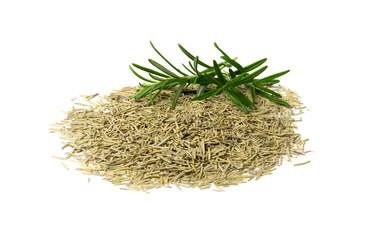 Round Pile of Dry Rosemary Isolated on White Background