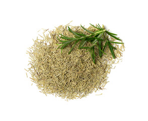 Round Pile of Dry Rosemary Isolated on White Background