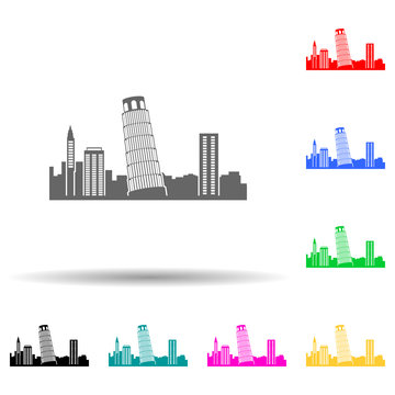 cityscape Pisa multi color style icon. Simple glyph, flat vector of cityscape icons for ui and ux, website or mobile application