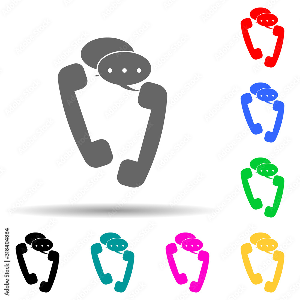 Poster telephone communication multi color style icon. simple glyph, flat vector of conversation and friend
