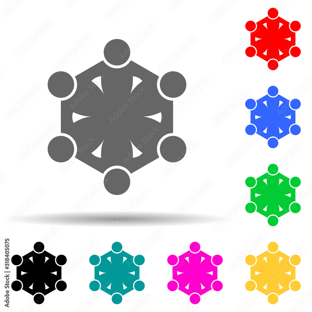 Poster holding hands multi color style icon. simple glyph, flat vector of conversation and friendship icons