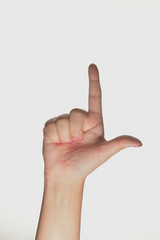 Naklejka premium sign language for deaf mute, letter 
