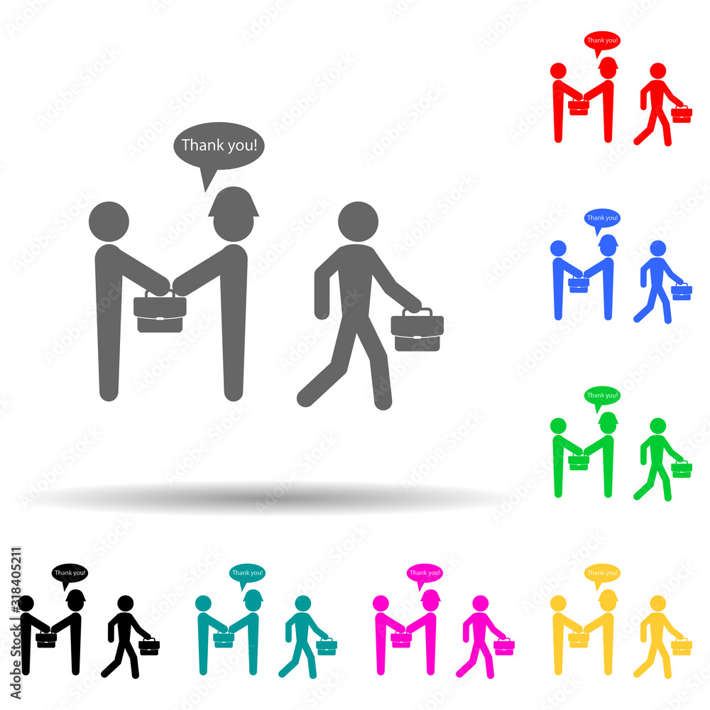 Poster to thank for a good deed multi color style icon. simple glyph, flat vector of conversation and frien