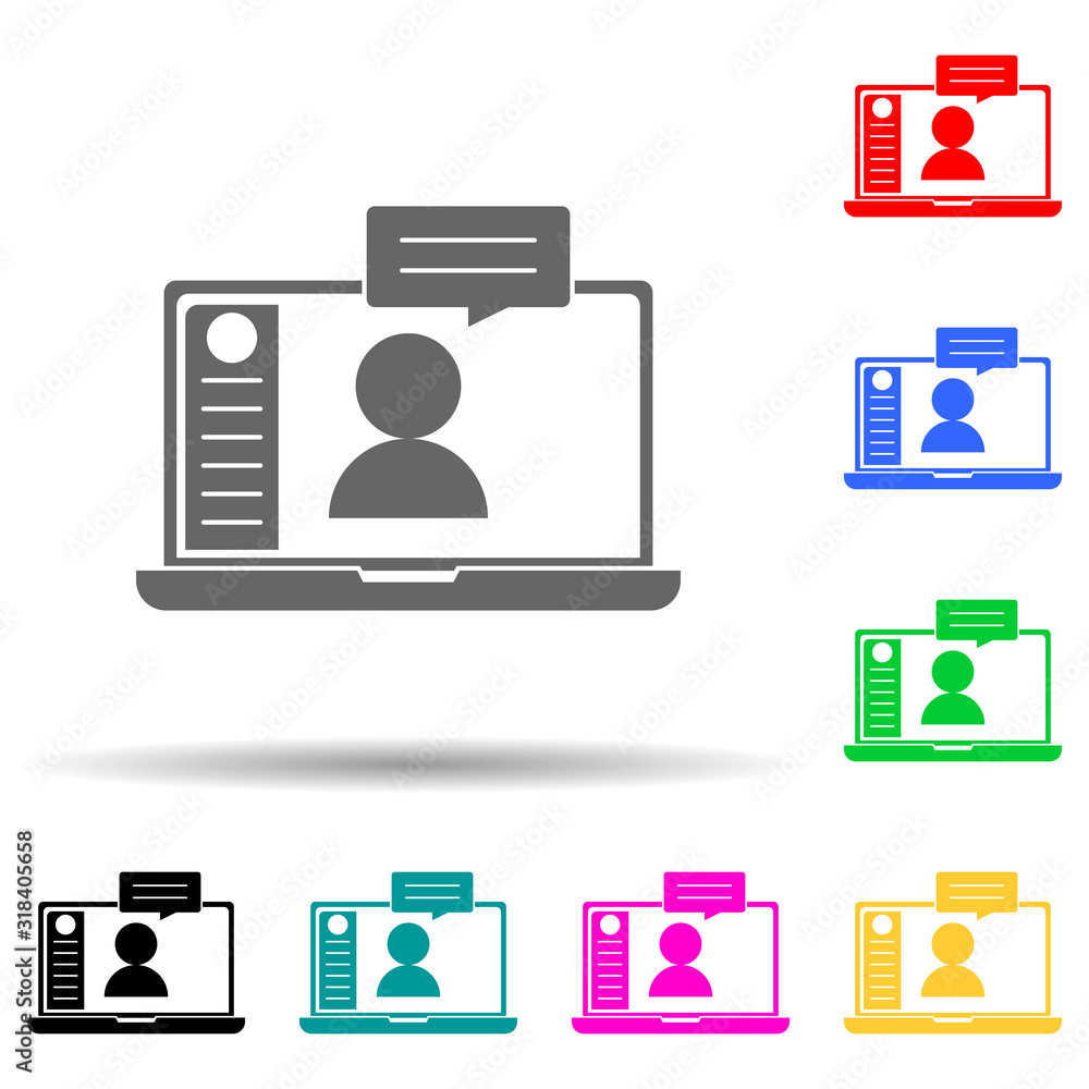 Poster online communication multi color style icon. simple glyph, flat vector of conversation and friendshi