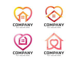work from home heart love logo collection for company