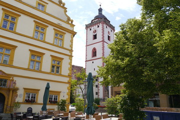 Seinsheimer Schloss und Kirchturm St. Nikolai Schlossplatz Marktbreit