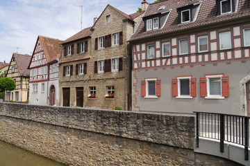 Fototapeta na wymiar Ufermauer Breitbach Bachgasse Marktbreit