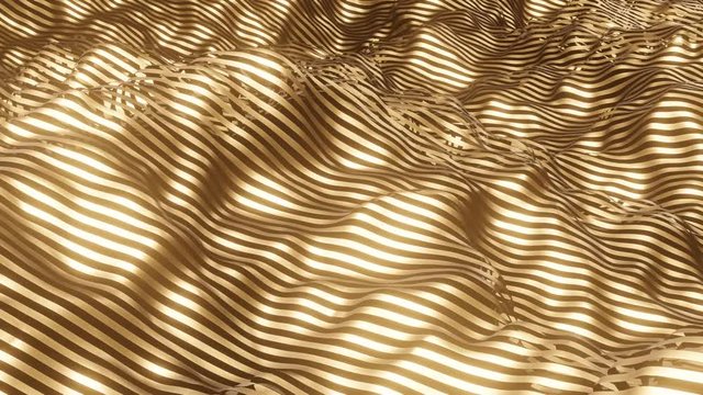 abstract gold metal ribbon background, 3d redner illustration motion background
