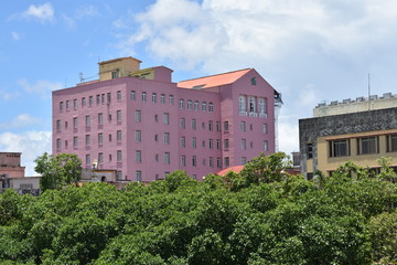 City scape in Havana with pink building
