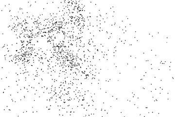 Particle spray, dust and dots, random molecules. Black on white explosion of glitter and sparkles. Grainy textured template design for craft paper, birthday card, holidays invitation flyer. Vector.