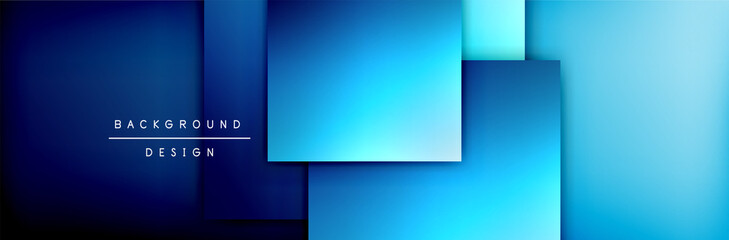 Square shapes composition geometric abstract background. 3D shadow effects and fluid gradients. Modern overlapping forms