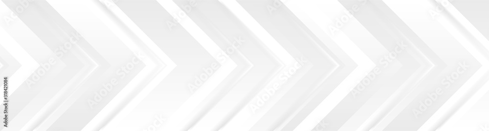 Poster technology banner design with white and grey arrows. abstract geometric vector background