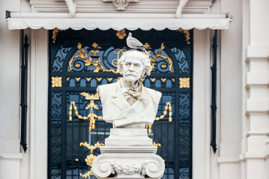 Monte Carlo, Monaco - September 29, 2019: Statue Of French Composer Jules Massenet At Monte Carlo 