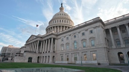 Hero shot of the United States of America (US) National Capitol Building in the Nation's capital, Washington, District of Columbia (DC.) This landmark is located in the Capitol Hill / National Mall.