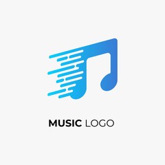 Music logo design. Note emblem vector illustration for music corporate graphic template.