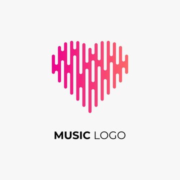 Musical logo design. Love with equalizer vector illustration for music corporate graphic template.