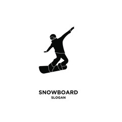 Naklejka premium Snowboard player silhouette black logo icon design