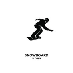 Snowboard player silhouette black logo icon design