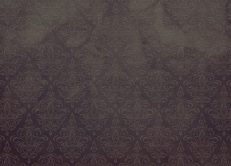 Dark Charcoal Gray Grey Damask Wallpaper Pattern With Watercolor Stains